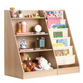 VEVOR 4-Tier Kids Wooden Bookshelf, Six-Layer Sling Bookcase, Baby Storage Book Rack, Book Toy Organizer Cabinet, for Kids Room, Playroom