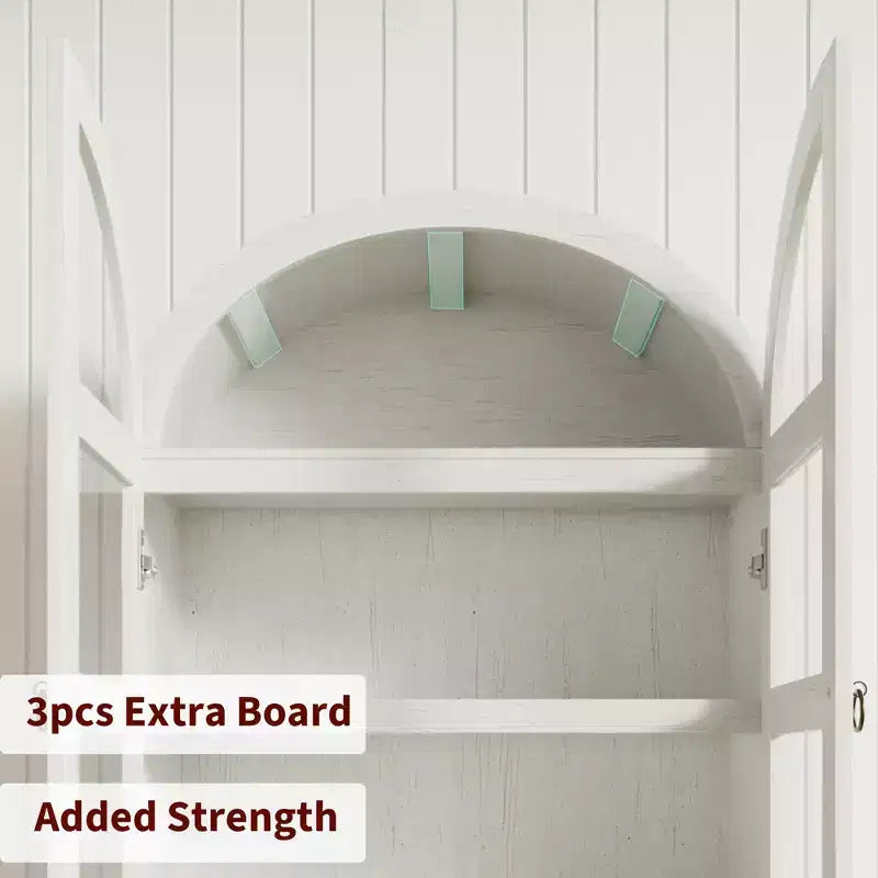Garvee Tall Farmhouse Kitchen Pantry, Arched Wood Kitchens Storage Cabinets with 2 Large Drawers, Easy Assembly