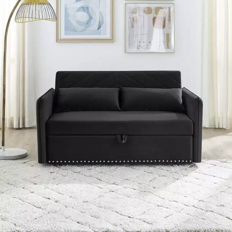 MAYEERTY Sleeper Sofa Bed with USB, 3-in-1 Adjustable Pull-Out Bed & Side Pocket (Velvet)