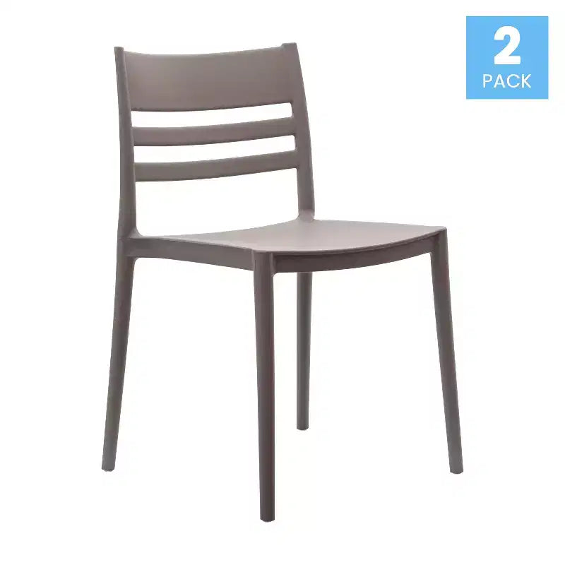 Flash Furniture Bridgeport Set of 2 Indoor-Outdoor Stacking Patio Chair with Slatted Backrest, Commercial All-Weather Resin Chair