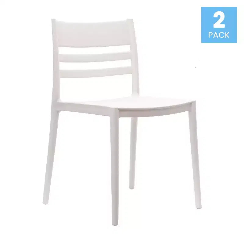 Flash Furniture Bridgeport Set of 2 Indoor-Outdoor Stacking Patio Chair with Slatted Backrest, Commercial All-Weather Resin Chair