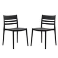 Flash Furniture Bridgeport Set of 2 Indoor-Outdoor Stacking Patio Chair with Slatted Backrest, Commercial All-Weather Resin Chair