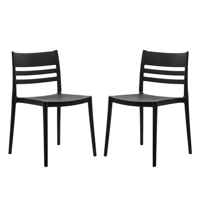 Flash Furniture Bridgeport Set of 2 Indoor-Outdoor Stacking Patio Chair with Slatted Backrest, Commercial All-Weather Resin Chair