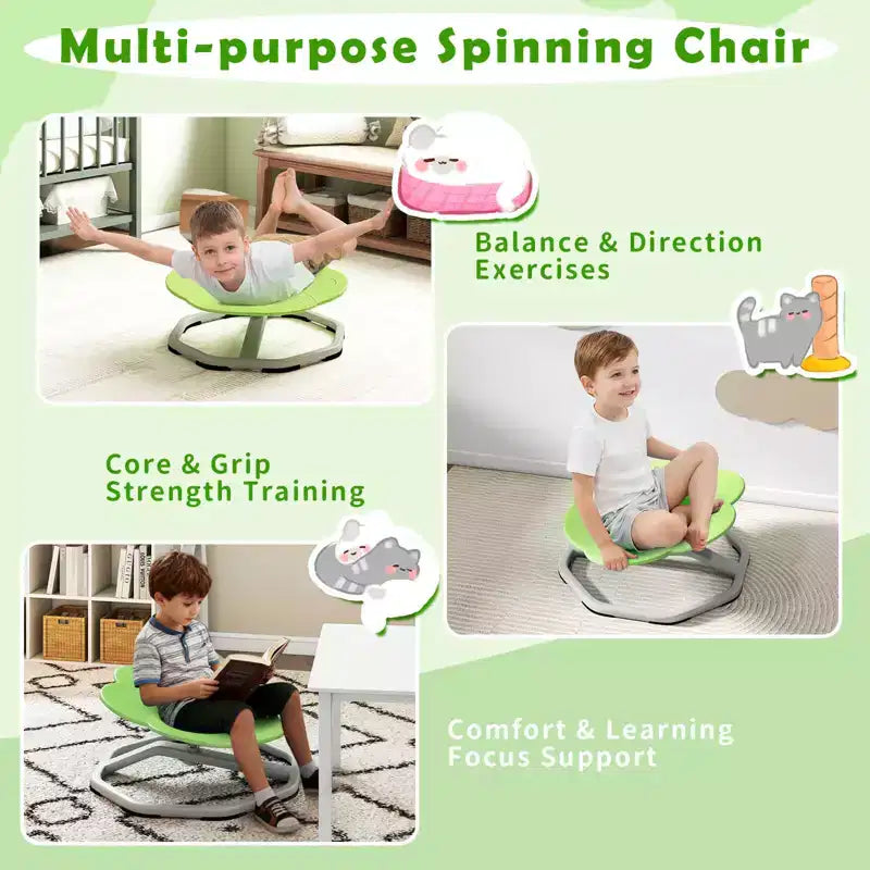 Costway Kids Sensory Swivel Chair with Non-Slip Metal Base for Autistic Kids Indoor Outdoor Blue/Red Elephant
