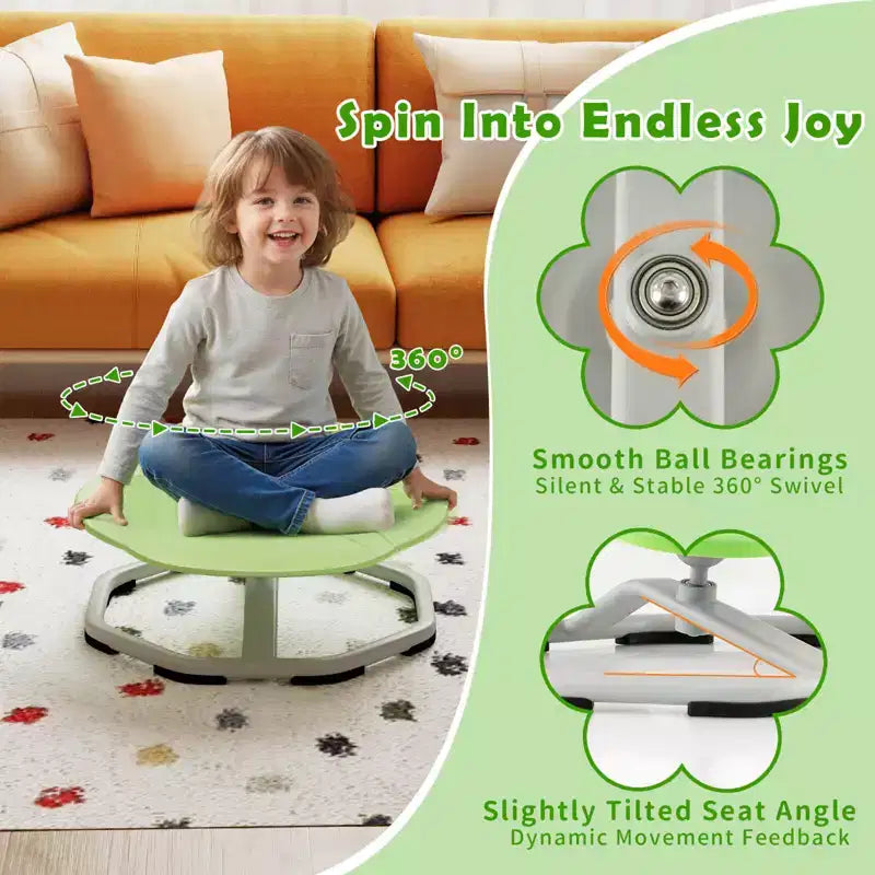 Costway Kids Sensory Swivel Chair with Non-Slip Metal Base for Autistic Kids Indoor Outdoor Blue/Red Elephant