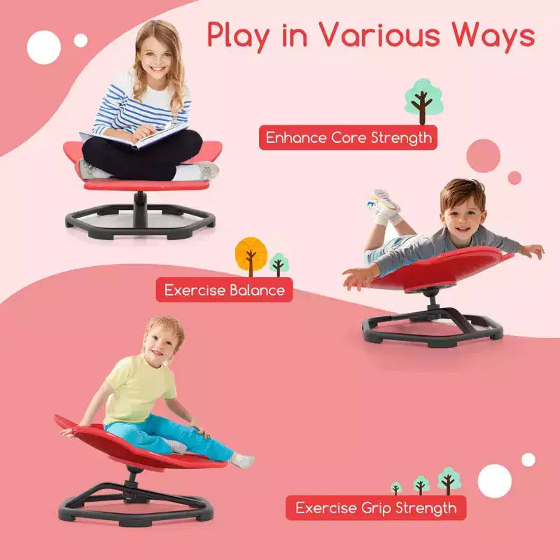Costway Kids Sensory Swivel Chair with Non-Slip Metal Base for Autistic Kids Indoor Outdoor Blue/Red Elephant