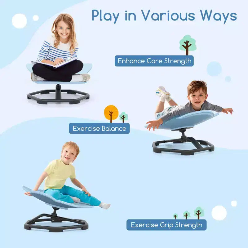 Costway Kids Sensory Swivel Chair with Non-Slip Metal Base for Autistic Kids Indoor Outdoor Blue/Red Elephant