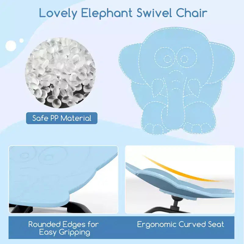 Costway Kids Sensory Swivel Chair with Non-Slip Metal Base for Autistic Kids Indoor Outdoor Blue/Red Elephant