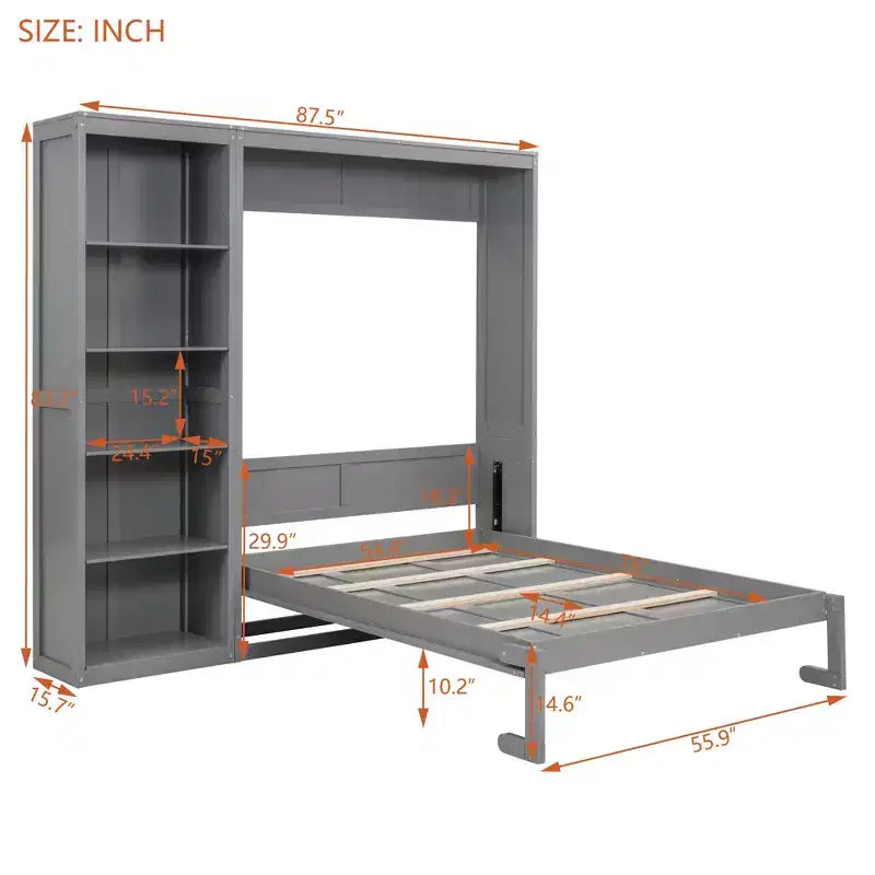 Whisen Murphy Bed Wall Bed with Shelves