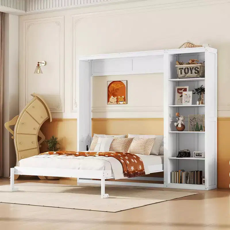 Whisen Murphy Bed Wall Bed with Shelves
