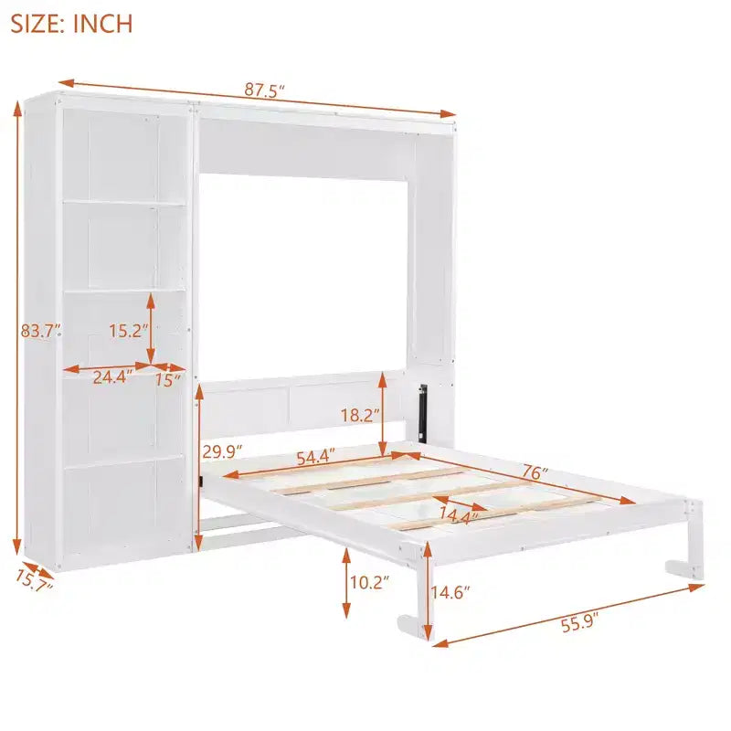 Whisen Murphy Bed Wall Bed with Shelves