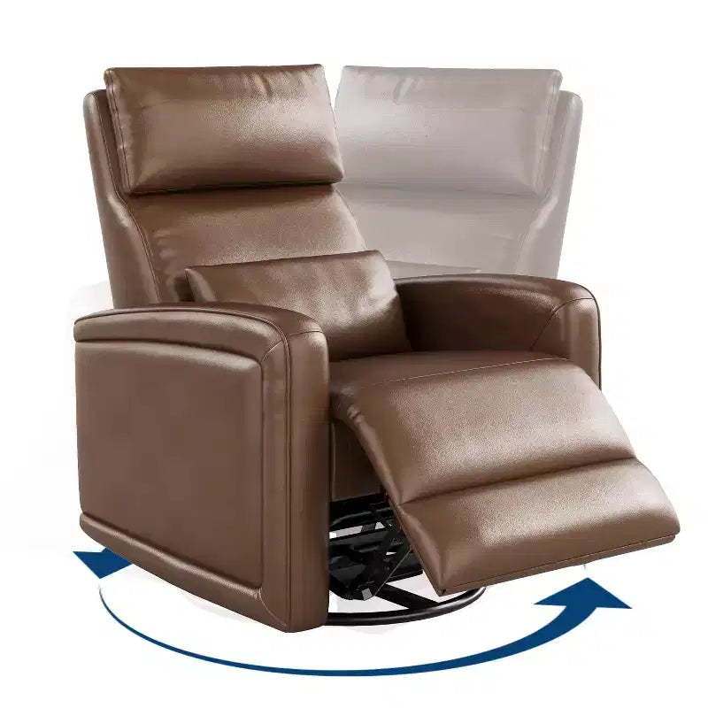 Manual Reclinder, 360 Swivel Rocking Glider Reclinder Chair, Soft Faux Leather Upholstered Sofa Chair with Ergonomic Backrest for Adults