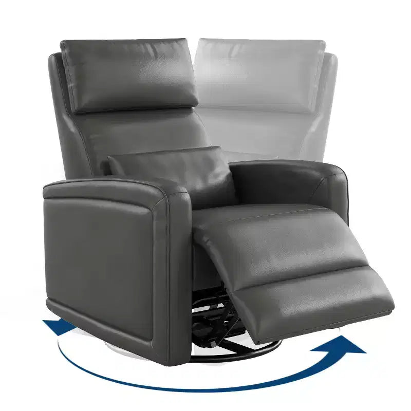 Manual Reclinder, 360 Swivel Rocking Glider Reclinder Chair, Soft Faux Leather Upholstered Sofa Chair with Ergonomic Backrest for Adults