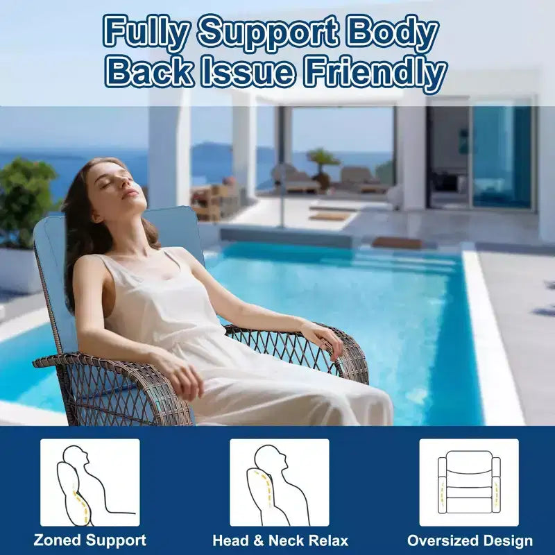 3 Pieces Patio Wicker Glider Chairs, Outdoor Swivel Rockers Patio Chairs Set of 2 with Thickened Cushions and Glass Coffee Table