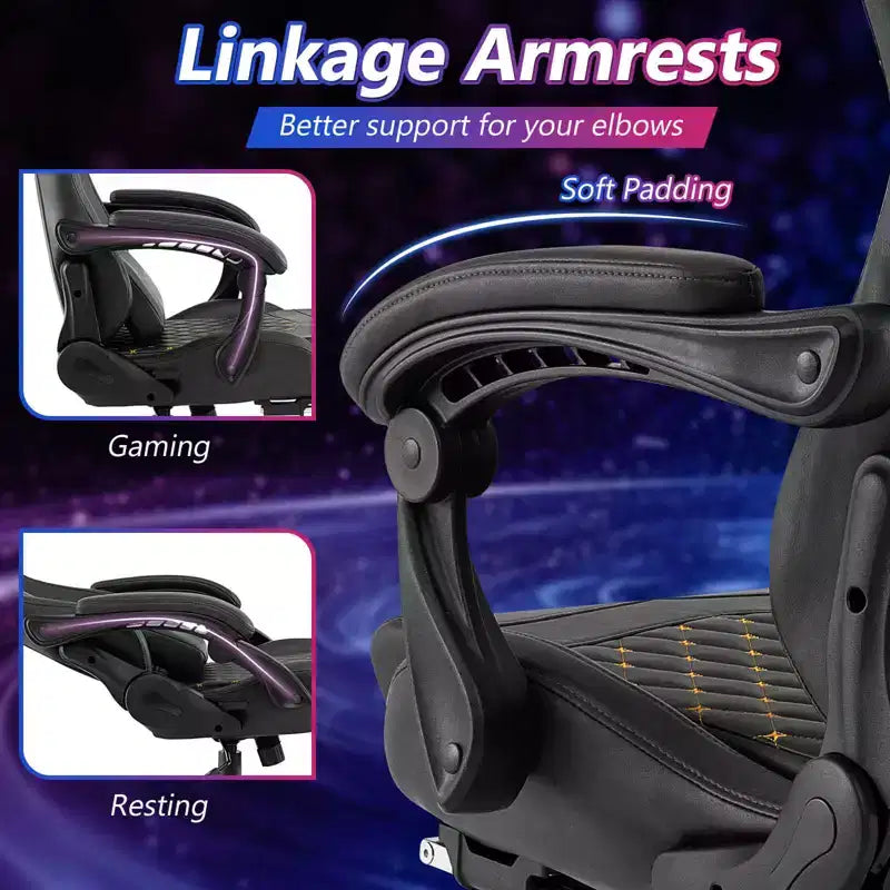Costway Gaming Chair with Footrest Ergonomic Video Game Computer Chair with Headrest