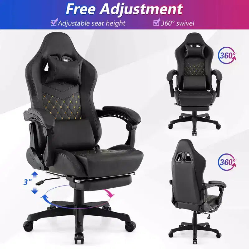 Costway Gaming Chair with Footrest Ergonomic Video Game Computer Chair with Headrest