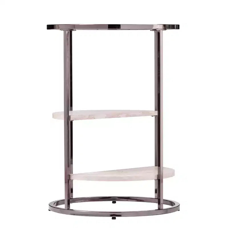 Ledermore Round Side Table with Faux Stone - Black - SEI