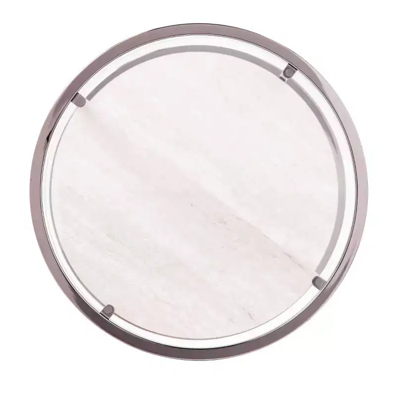 Ledermore Round Side Table with Faux Stone - Black - SEI