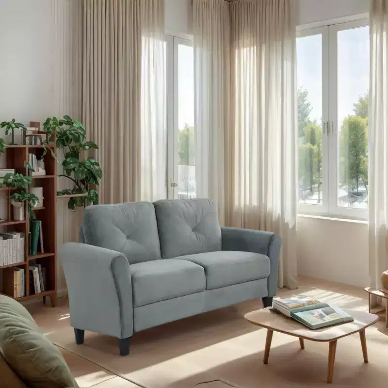MAYEERTY Two Seaters Comfortable Sofa Velvet for Living Room Bedroom Small Space Gray