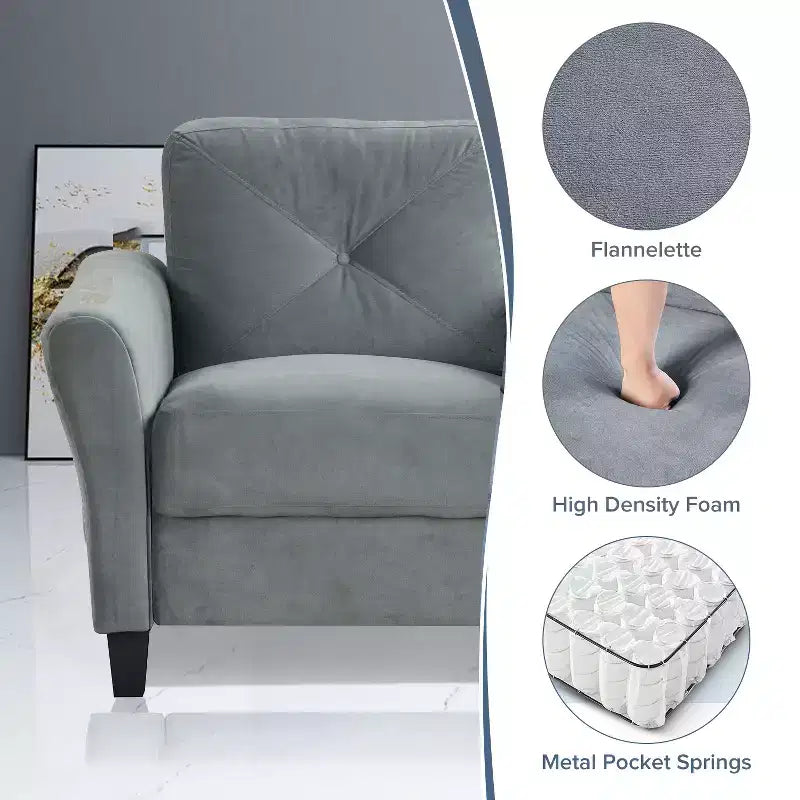MAYEERTY Two Seaters Comfortable Sofa Velvet for Living Room Bedroom Small Space Gray