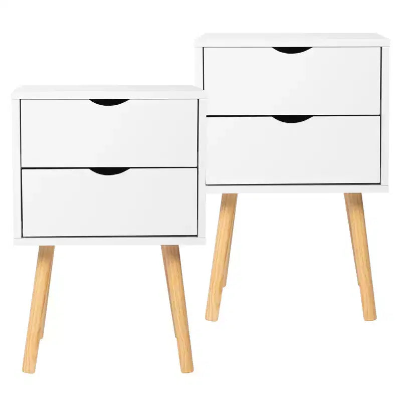 Karl Home 2-Drawer White MDF 15.75in. W Nightstands - Set of 2