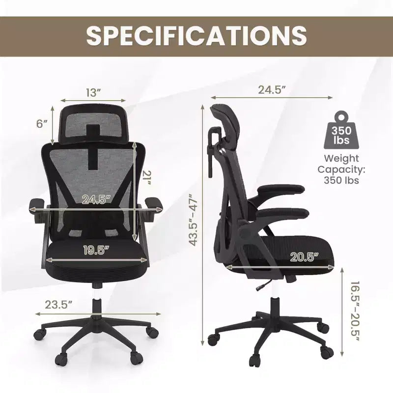 Costway Ergonomic Mesh Office Chair w/ Adjustable Lumbar Support & Headrest Black