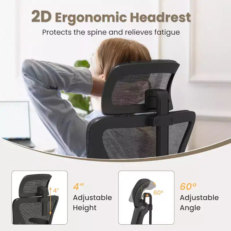 Costway Ergonomic Mesh Office Chair w/ Adjustable Lumbar Support & Headrest Black