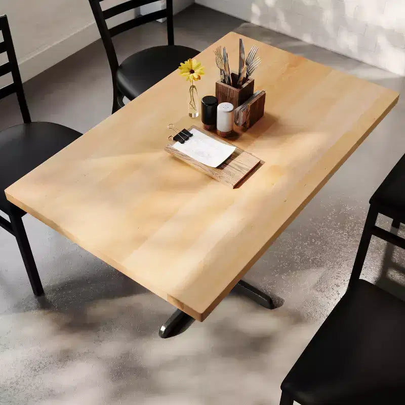 Flash Furniture Bennett Rectangular Solid Wood Commercial Indoor Tabletop with 23.75 x 29.5 Dining Height Rust-Resistant Cast Iron X-Base