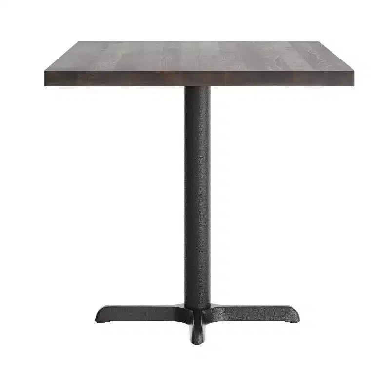 Flash Furniture Bennett Rectangular Solid Wood Commercial Indoor Tabletop with 23.75 x 29.5 Dining Height Rust-Resistant Cast Iron X-Base