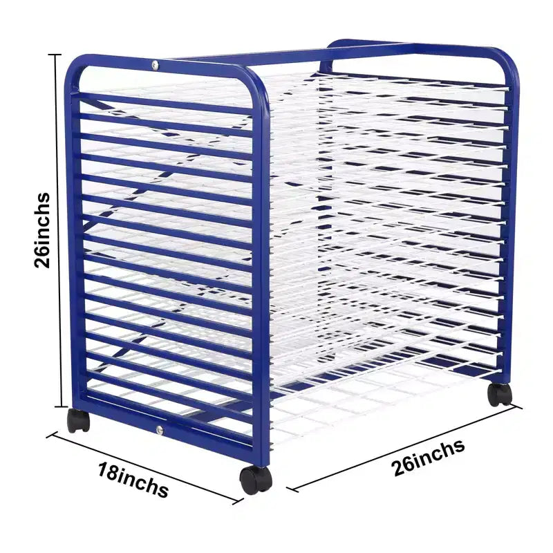 Shelf Small Mobile Art Drying Rack  Adjustable Wire Shelf Organizer with Wheels for Studios, Schools & Classrooms