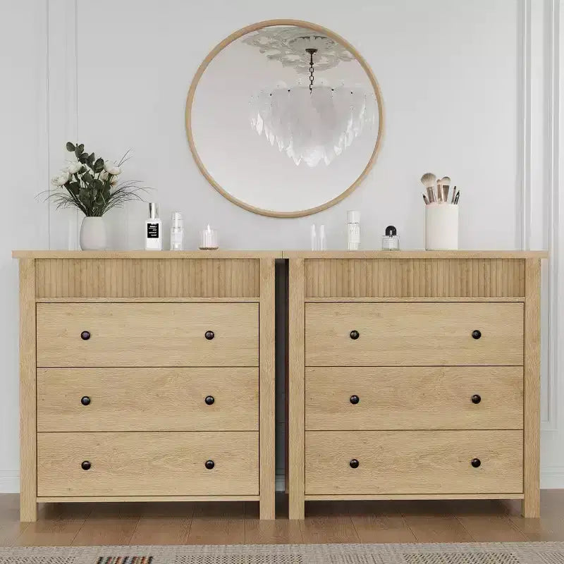 5 Drawer Dresser for Bedroom, Wooden Chest of Drawers, Fluted Storage Organizer for Living Room, Hallway and Entryway, Walnut