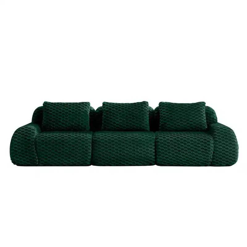 114 Modular Sectional Sofa Flannelette 3-Seater Deep Seat Buckle No Assembly Green
