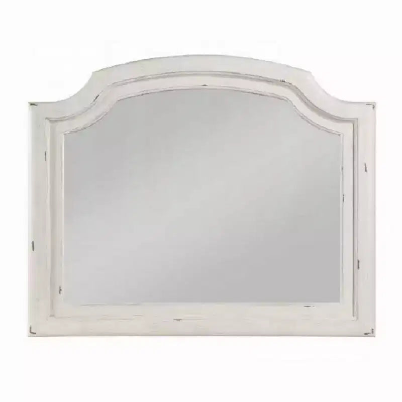 Royal Hampton Wall Mount Dresser Mirror, Beveled Glass, 38x47, Rustic Washed White