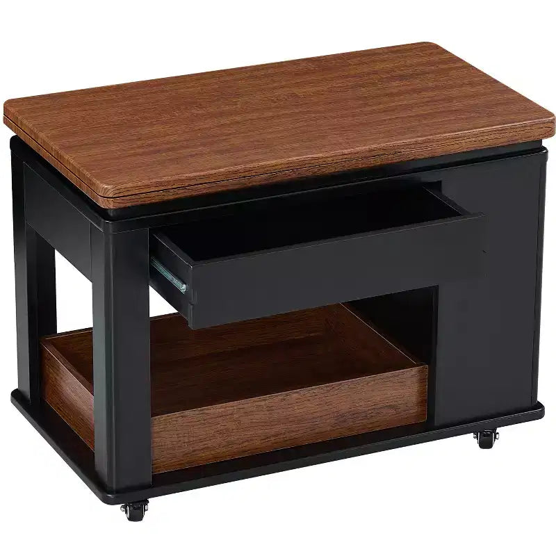 Farmhouse Coffee Table with Storage, Vintage Side Table with Foldable Top for Living Room