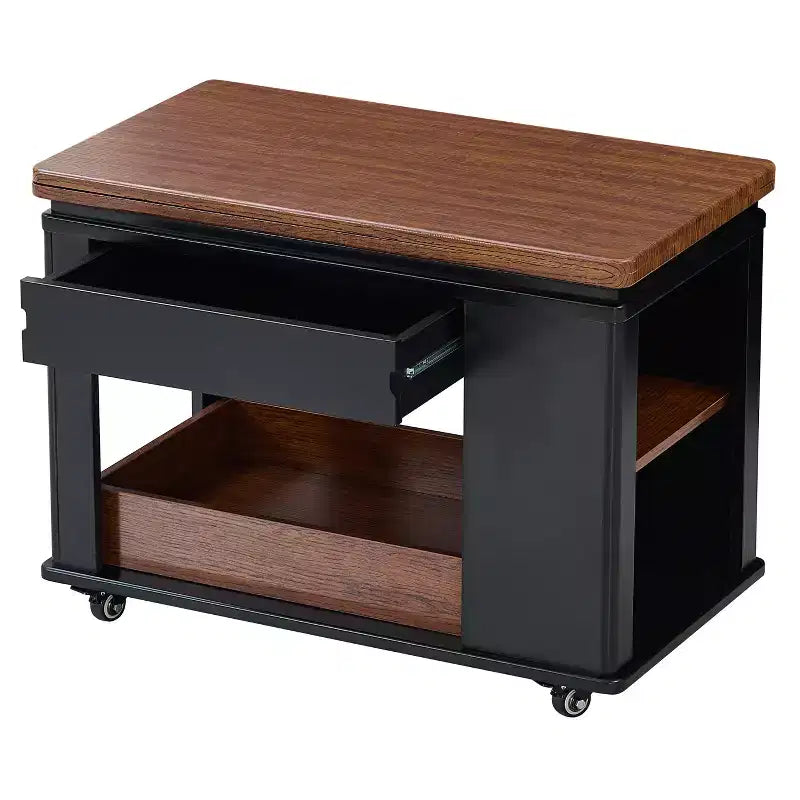 Farmhouse Coffee Table with Storage, Vintage Side Table with Foldable Top for Living Room