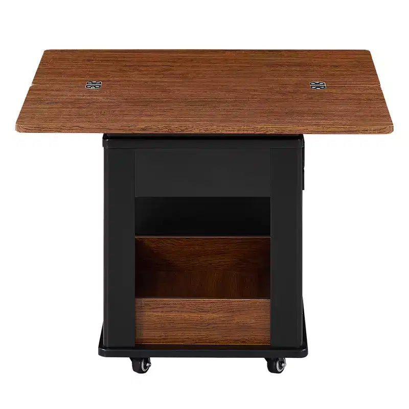 Farmhouse Coffee Table with Storage, Vintage Side Table with Foldable Top for Living Room
