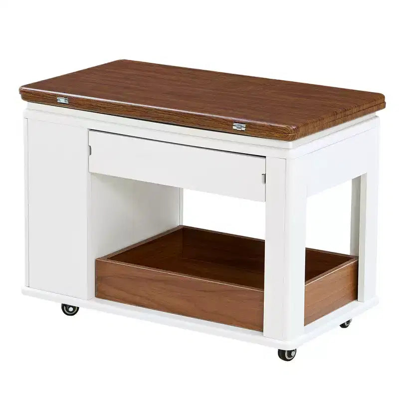 Farmhouse Coffee Table with Storage, Vintage Side Table with Foldable Top for Living Room