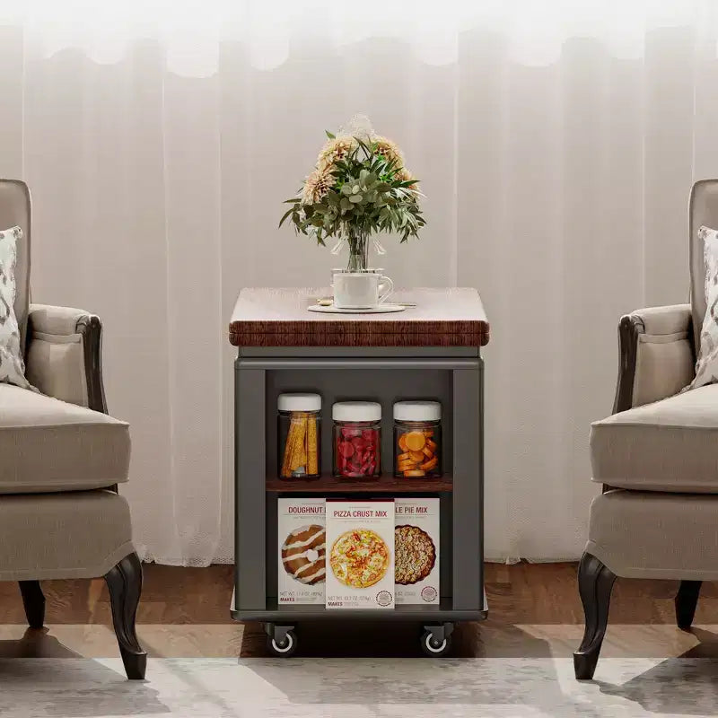Farmhouse Coffee Table with Storage, Vintage Side Table with Foldable Top for Living Room