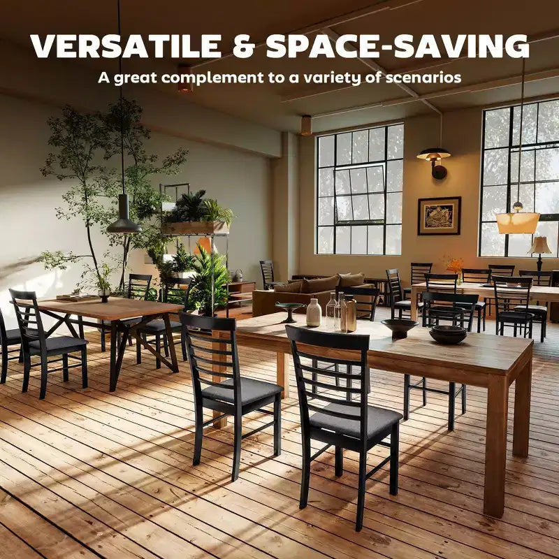 Wooden Dining Chairs Set of 2, Farmhouse Upholstered Kitchen Chairs with Rubber Wood Frame