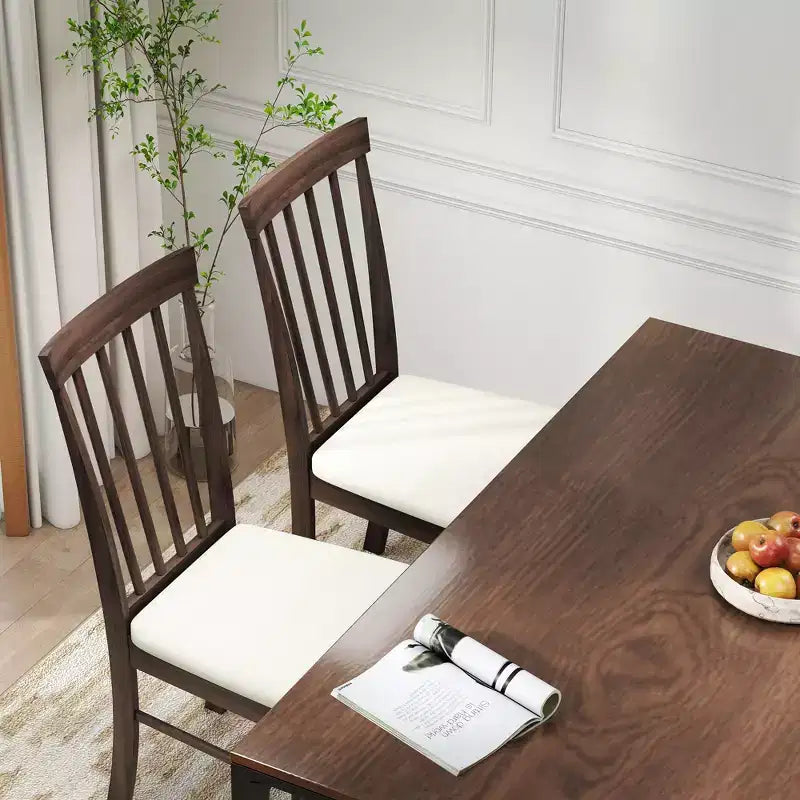 Wooden Dining Chairs Set of 2, Farmhouse Upholstered Kitchen Chairs with Rubber Wood Frame