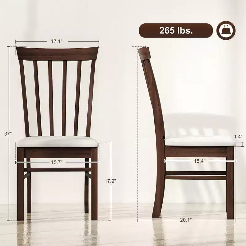 Wooden Dining Chairs Set of 2, Farmhouse Upholstered Kitchen Chairs with Rubber Wood Frame