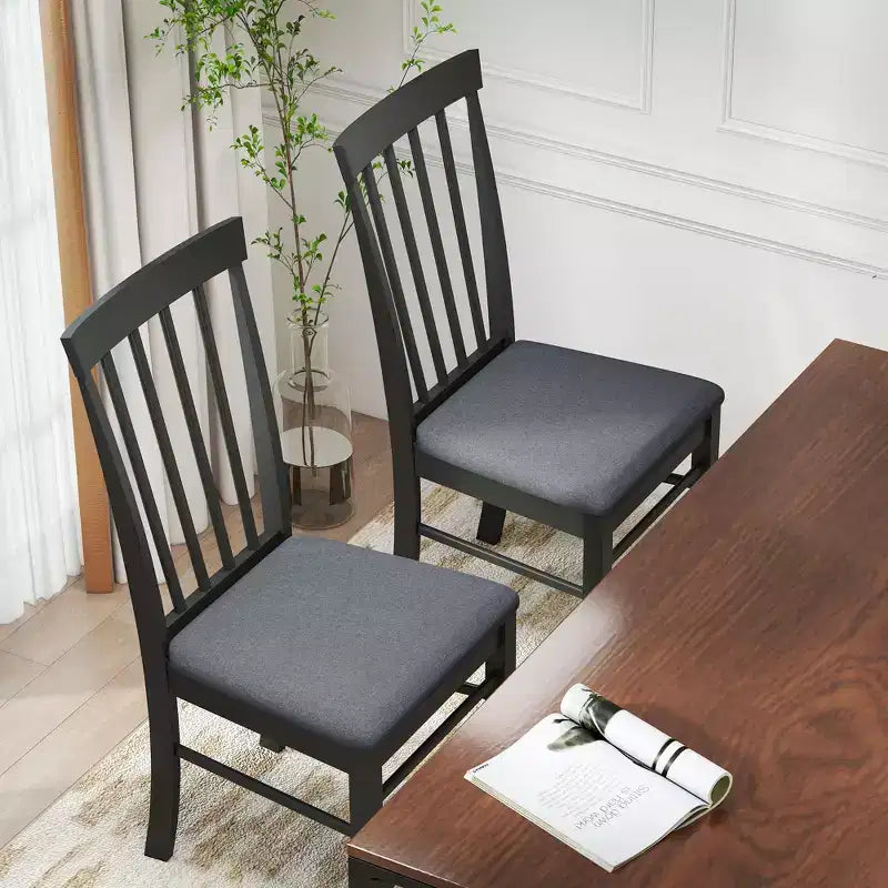 Wooden Dining Chairs Set of 2, Farmhouse Upholstered Kitchen Chairs with Rubber Wood Frame