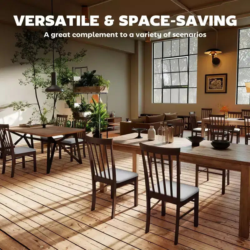 Wooden Dining Chairs Set of 2, Farmhouse Upholstered Kitchen Chairs with Rubber Wood Frame