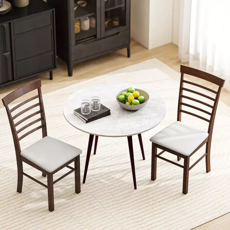 Wooden Dining Chairs Set of 2, Farmhouse Upholstered Kitchen Chairs with Rubber Wood Frame
