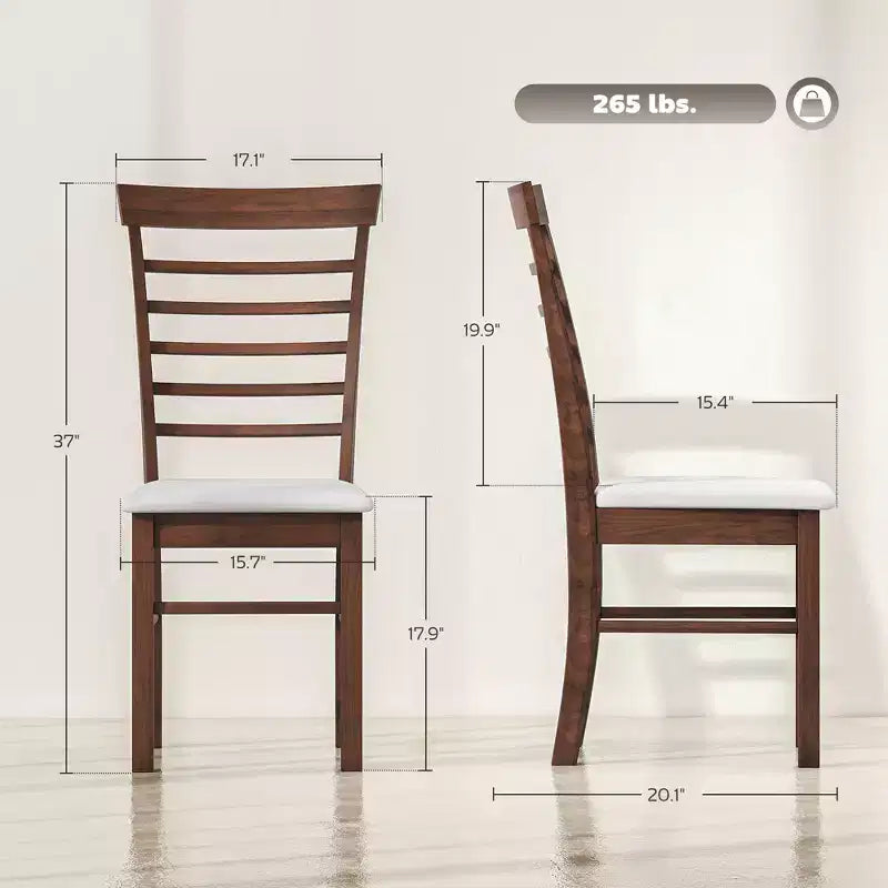 Wooden Dining Chairs Set of 2, Farmhouse Upholstered Kitchen Chairs with Rubber Wood Frame