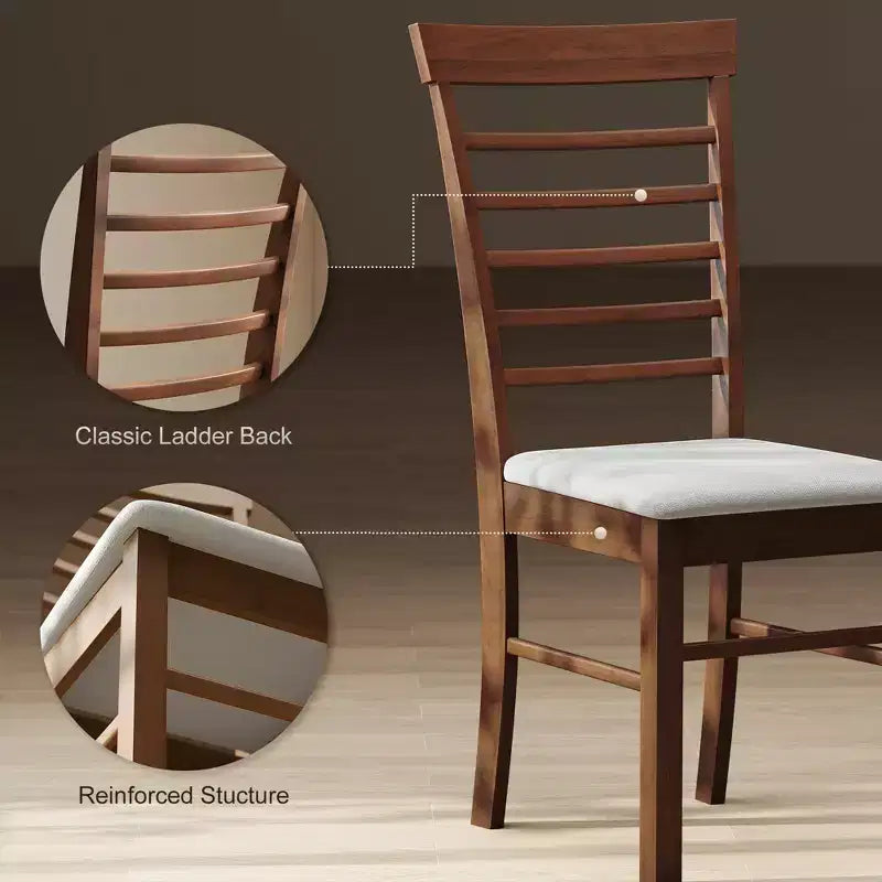 Wooden Dining Chairs Set of 2, Farmhouse Upholstered Kitchen Chairs with Rubber Wood Frame