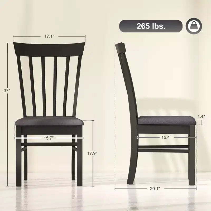 Wooden Dining Chairs Set of 2, Farmhouse Upholstered Kitchen Chairs with Rubber Wood Frame