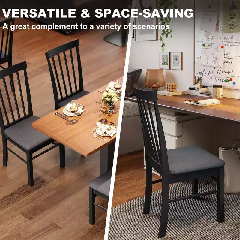 Wooden Dining Chairs Set of 2, Farmhouse Upholstered Kitchen Chairs with Rubber Wood Frame