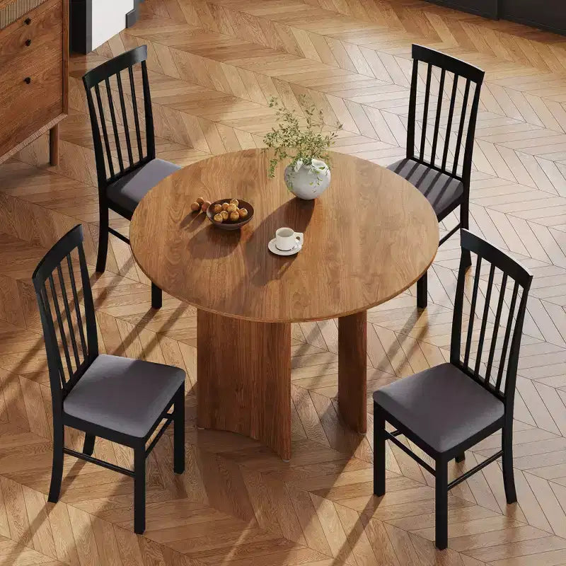 Wooden Dining Chairs Set of 2, Farmhouse Upholstered Kitchen Chairs with Rubber Wood Frame