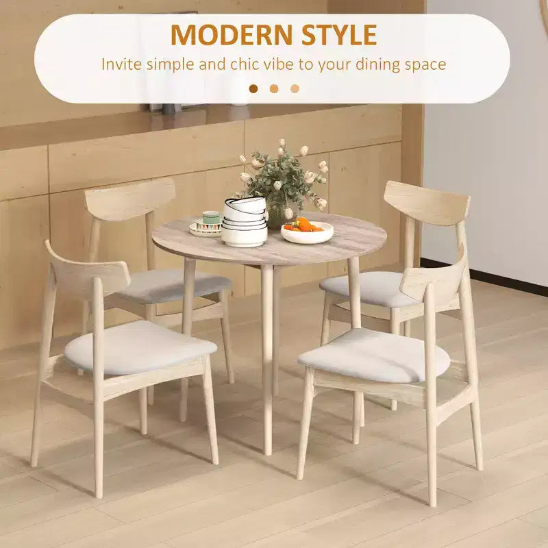 Folding Dining Table, Round Drop Leaf Kitchen Table for Small Spaces with Wood Legs